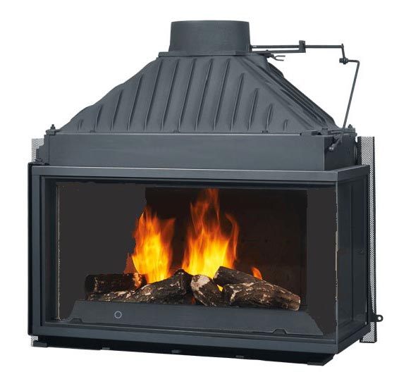 Cheminees Philippe Radiante 873 2V SR wood firebox<br>
    Double sided firebox fireplace