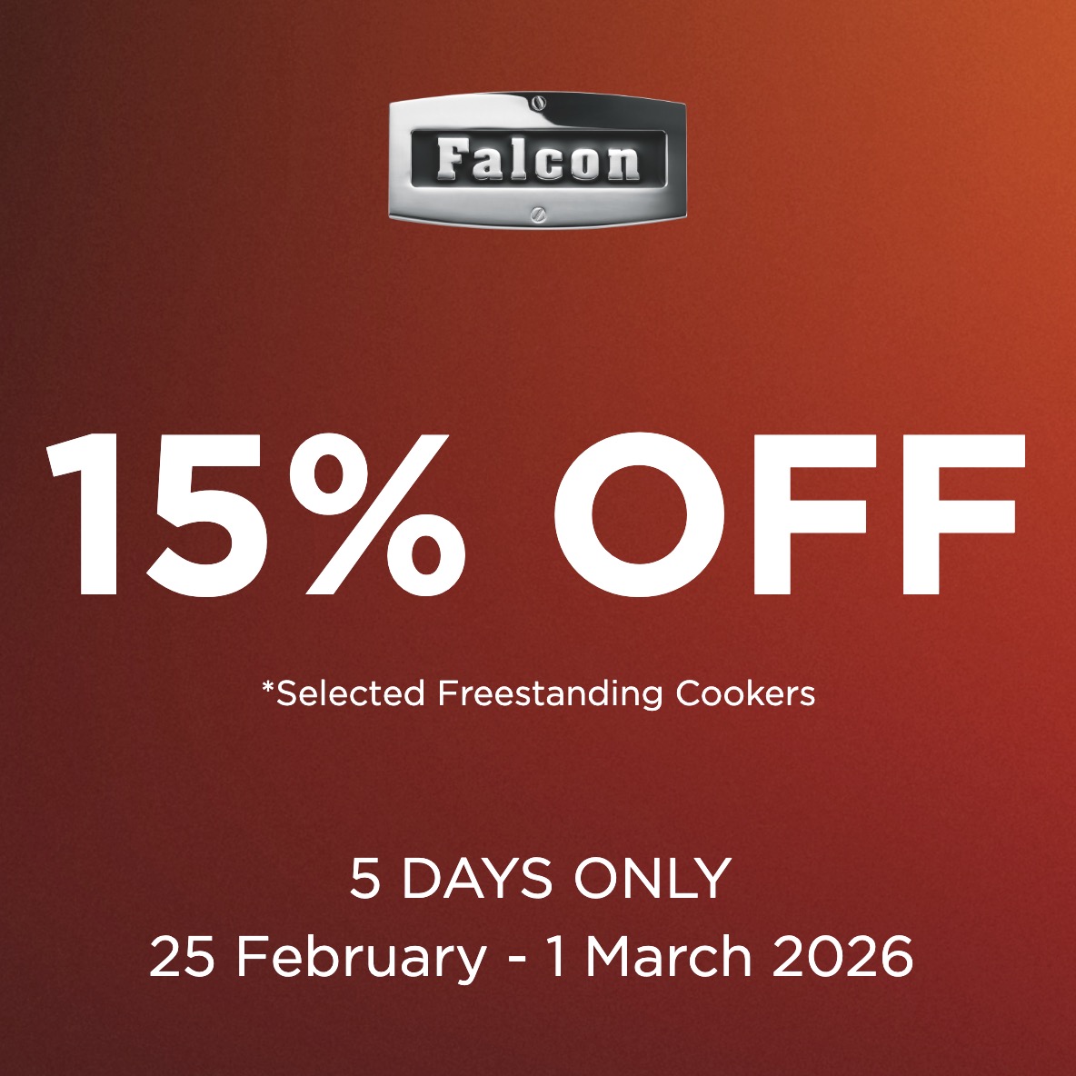 Falcon Oven Flash Sale - 15% Off Selected Cookers
